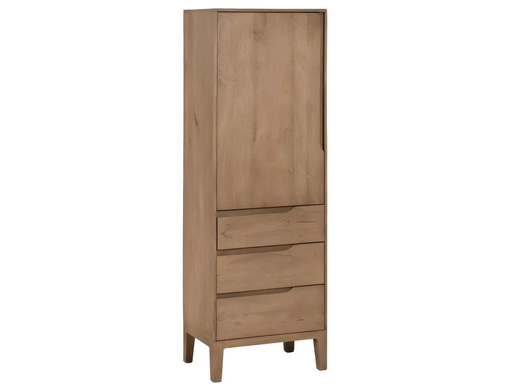 Armoire 1 Porte 3 Tiroirs Bois De Manguier - VERTICA – Image 2