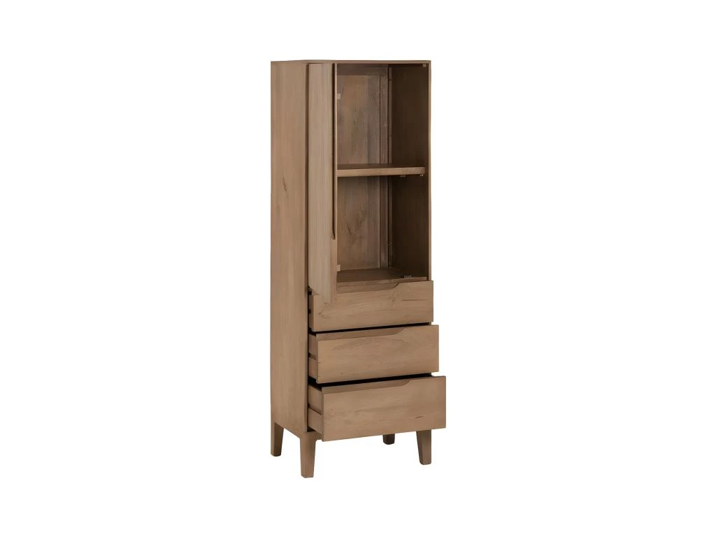 Armoire 1 Porte 3 Tiroirs Bois De Manguier - VERTICA – Image 3
