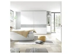 Armoire 2 Portes Coulissantes Blanc/Ciment - ANIECE N°3
