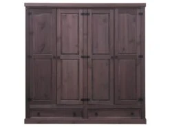 New Mexico Armoire 4 Pièces Avec 2 Tiroirs Largeur 194 Cm, Hauteur 195 Cm, Teinte/cire De Style Colonial.