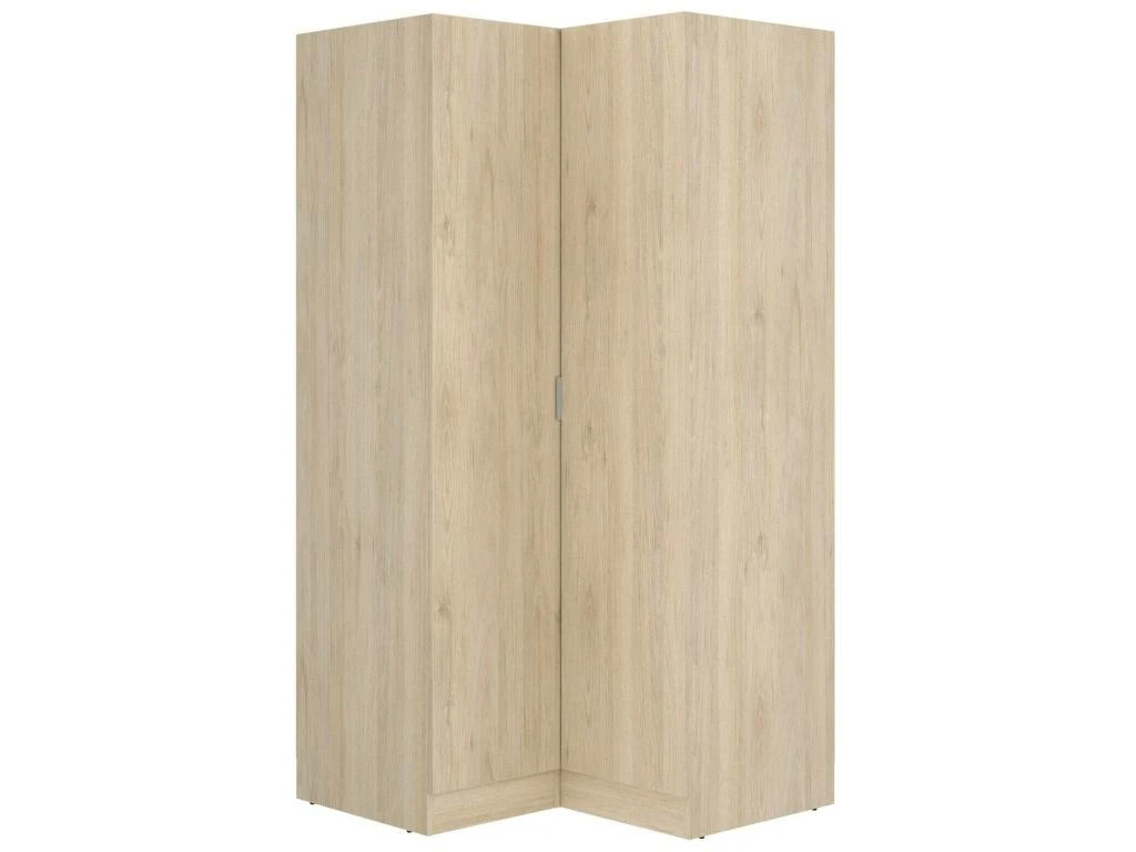 Armoire Elgon, Meubles D'angle Pour Chambre à Coucher, Armoire D'angle Avec 2 Portes Battantes, 91x93h184 Cm, Chêne