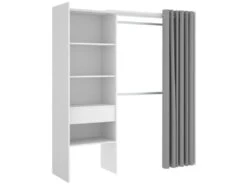 Armoire Wetterhorn, Structure Pour Dressing, Portemanteau Ouvert, 160x50h205 Cm, Blanc Et Gris