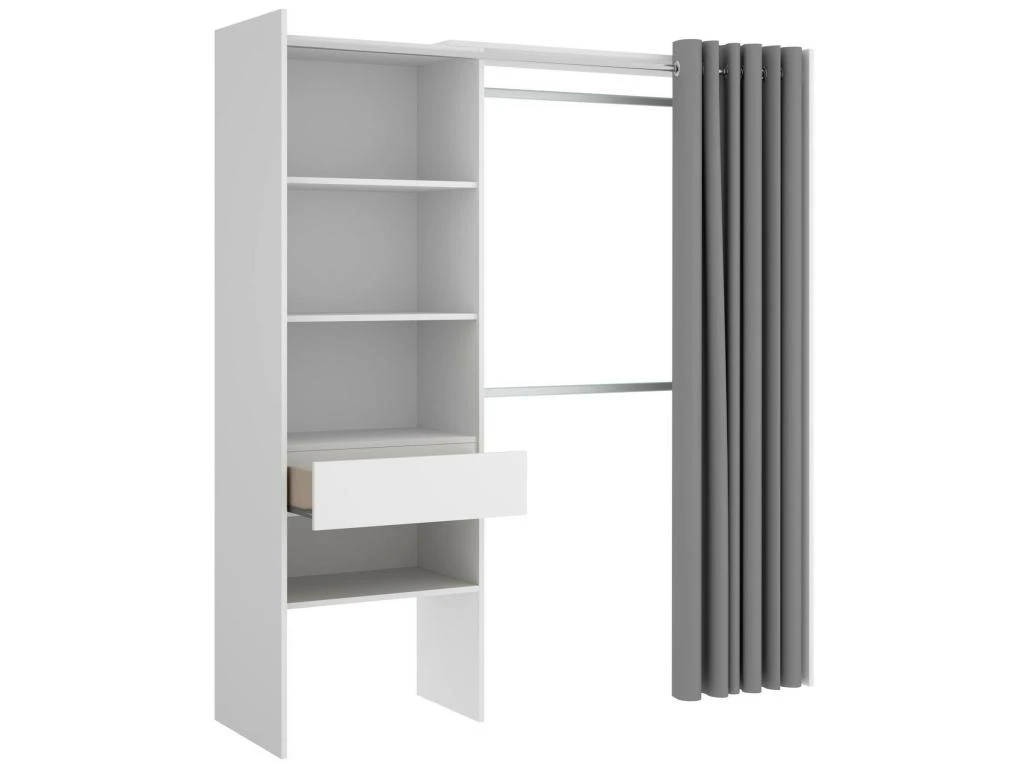 Armoire Wetterhorn, Structure Pour Dressing, Portemanteau Ouvert, 160x50h205 Cm, Blanc Et Gris – Image 5