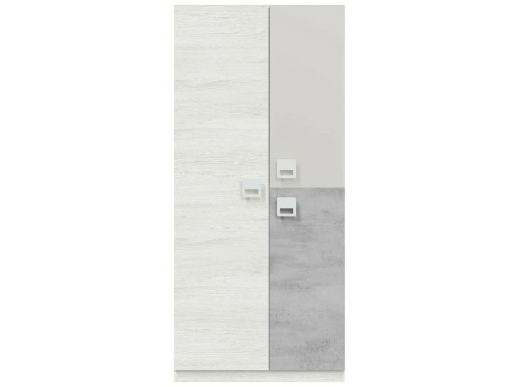 Armoire Manchester, Armoire Pour Chambre à Coucher, Meuble Avec 3 Portes Et 3 étagères Avec Tringle à Vêtements, 90x52h200 Cm, Gris Et Ciment – Image 4