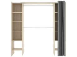 Armoire Wetterhorn, Structure Pour Dressing Avec Rideau, Portemanteau Ouvert, 160x50h203 Cm, Chêne