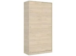 Armoire Kilimangiaro, Portemanteau Pour Chambre, Armoire Avec 2 Portes Coulissantes, 100x50h204 Cm, Chêne