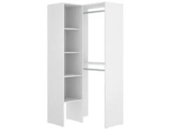 Armoire Bernina, Structure Pour Dressing D'angle, Porte-manteau D'angle Ouvert, 79x88h186 Cm, Blanc