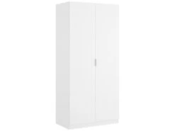 Armoire Giovo, Portemanteau Pour Chambre, Armoire Avec 2 Portes Battantes, 81x52h184 Cm, Blanc