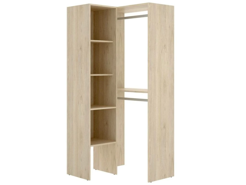 Armoire Bernina, Structure Pour Dressing D'angle, Porte-manteau D'angle Ouvert, 79x88h186 Cm, ChĂȘne