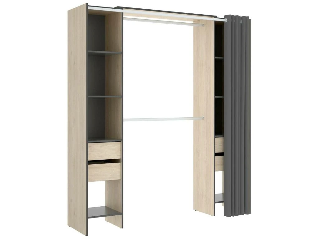 Armoire Resegone, Structure Pour Dressing, Portemanteau Ouvert, 180x50h205 Cm, ChĂȘne Et Anthracite