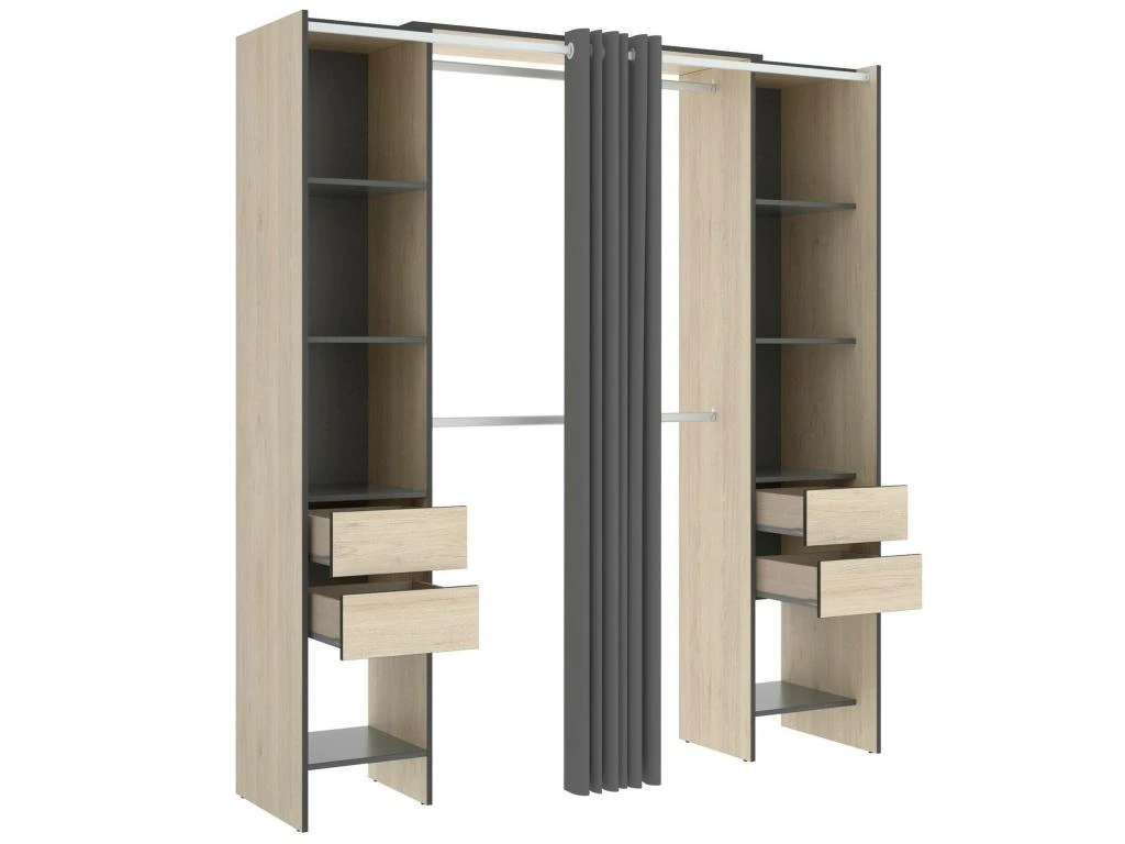 Armoire Resegone, Structure Pour Dressing, Portemanteau Ouvert, 180x50h205 Cm, ChĂȘne Et Anthracite â Image 5