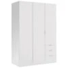 Armoire Cimone, Portemanteau Pour Chambre, Armoire Avec 3 Portes Battantes Et 3 Tiroirs, 121x52h184 Cm, Blanc