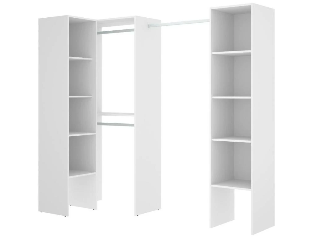 Armoire Plose, Structure Pour Dressing D'angle, Porte-manteau D'angle Ouvert, 226x79h186 Cm, Blanc