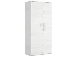 Armoire Priora, Portemanteau Pour Chambre, Armoire Avec 3 Portes Battantes, 90x53h202 Cm, Blanc