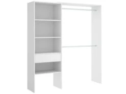 Armoire Lhotse, Structure Pour Dressing, Portemanteau Ouvert, 160x40h187 Cm, Blanc