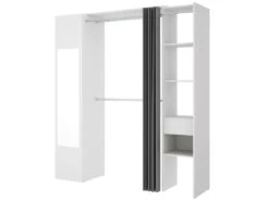 Armoire Rigi, Structure Pour Dressing, Portemanteau Ouvert, 177x52h205 Cm, Blanc Et Anthracite