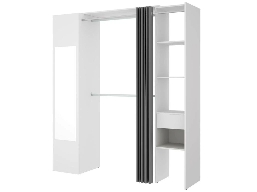 Armoire Rigi, Structure Pour Dressing, Portemanteau Ouvert, 177x52h205 Cm, Blanc Et Anthracite