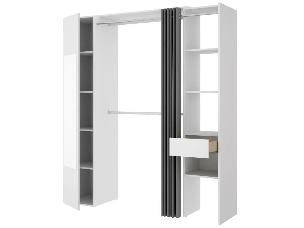 Armoire Rigi, Structure Pour Dressing, Portemanteau Ouvert, 177x52h205 Cm, Blanc Et Anthracite – Image 5