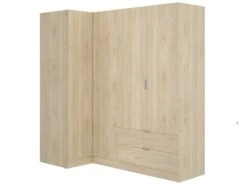 Armoire Dmellin, Meubles D'angle Pour Chambre Ă Coucher, Armoire D'angle Avec 4 Portes Battantes, 174x91h184 Cm, ChĂȘne