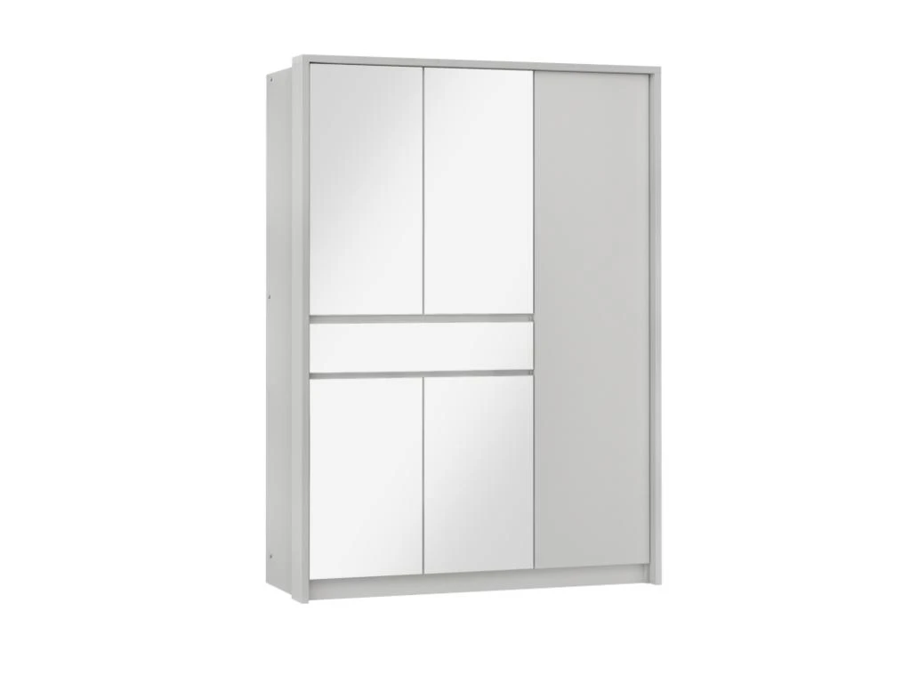Armoire 5 Portes Et 1 Tiroir - Avec Miroir - L157 Cm - Blanc - ZADIA â Image 3
