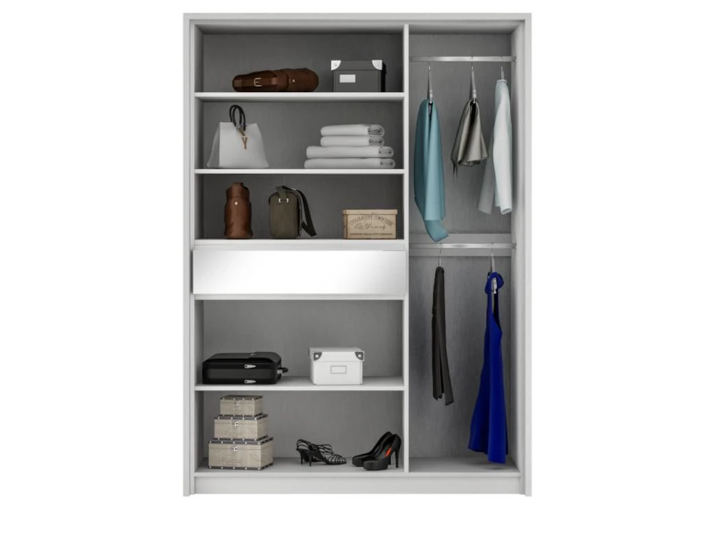 Armoire 5 Portes Et 1 Tiroir - Avec Miroir - L157 Cm - Blanc - ZADIA â Image 4