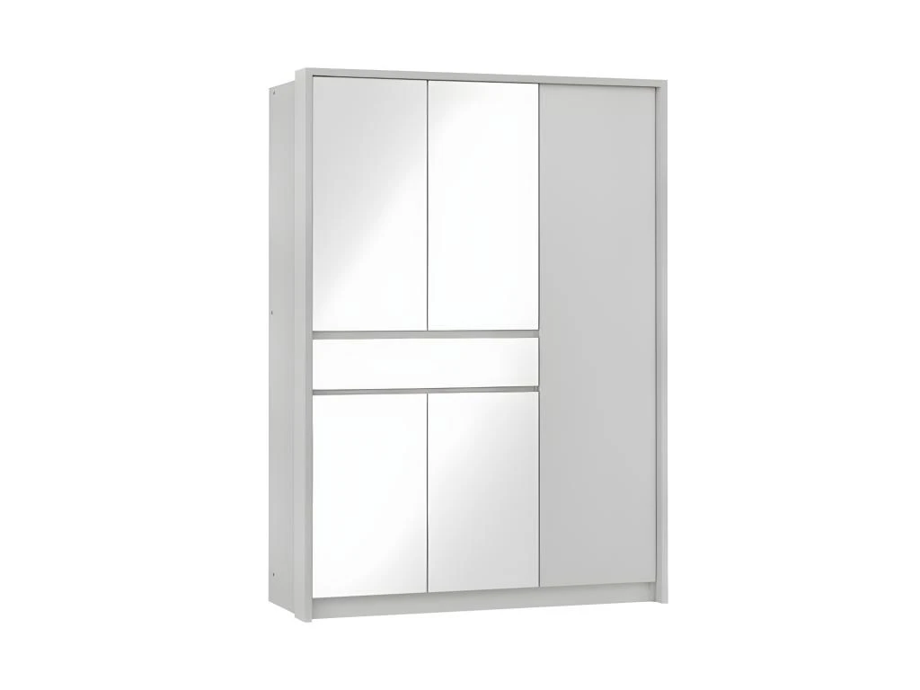 Armoire 5 Portes Et 1 Tiroir - Avec Miroir - L157 Cm - Blanc - ZADIA â Image 7