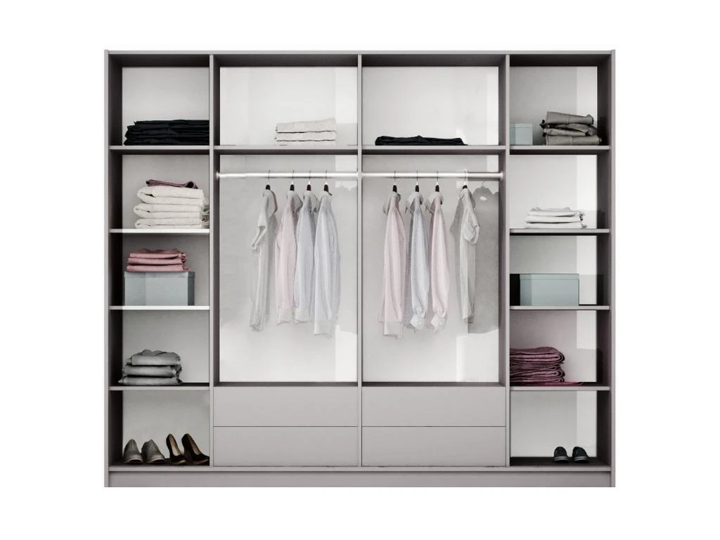 Armoire 2 Portes - Avec Miroir Et LEDs - L255 Cm - Blanc - INGINA – Image 11