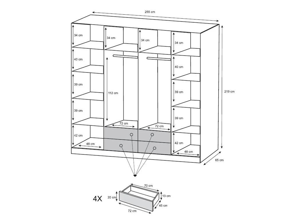 Armoire 2 Portes - Avec Miroir Et LEDs - L255 Cm - Blanc - INGINA – Image 13