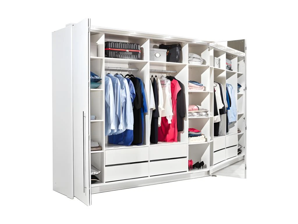 Armoire 2 Portes - Avec Miroir Et LEDs - L255 Cm - Blanc - INGINA – Image 9