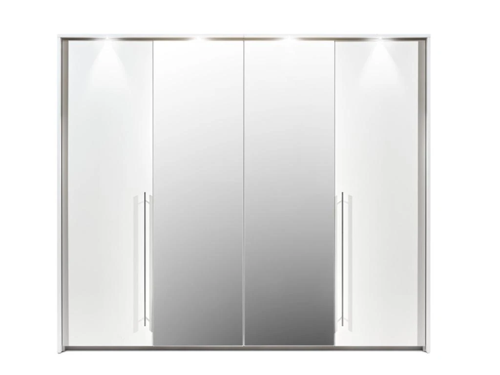 Armoire 2 Portes - Avec Miroir Et LEDs - L255 Cm - Blanc - INGINA – Image 4