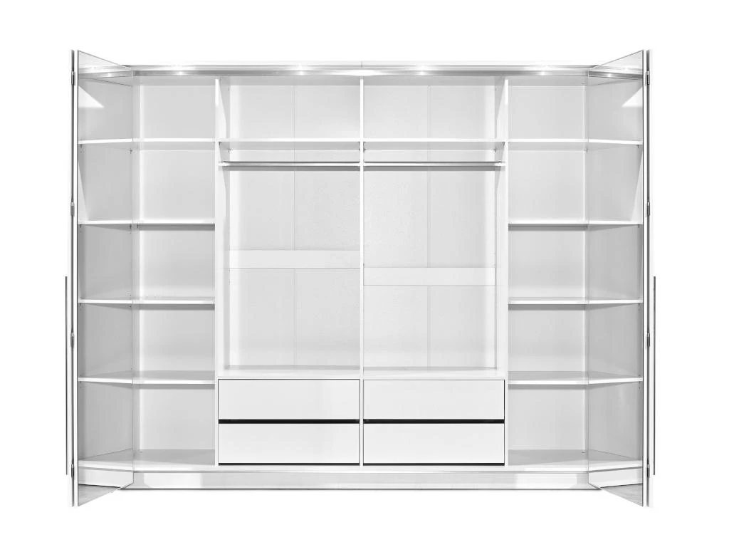 Armoire 2 Portes - Avec Miroir Et LEDs - L255 Cm - Blanc - INGINA – Image 5