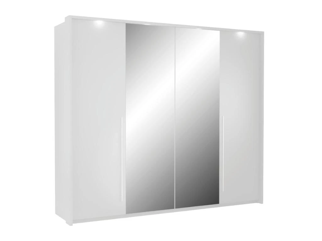 Armoire 2 Portes - Avec Miroir Et LEDs - L255 Cm - Blanc - INGINA – Image 3