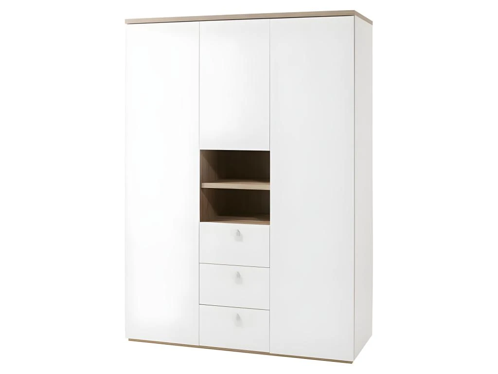 Armoire 3 Portes 3 Tiroirs Et 2 Niches Blanc Enfant Ado - GABRIEL