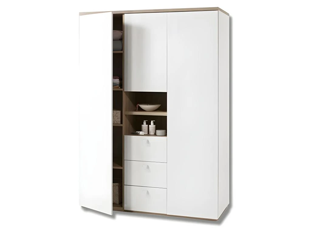 Armoire 3 Portes 3 Tiroirs Et 2 Niches Blanc Enfant Ado - GABRIEL â Image 2
