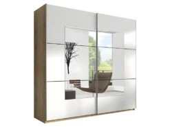 Armoire Design 2 Portes 200cm Couleur ChĂȘne Clair Et Blanc. Collection EOS