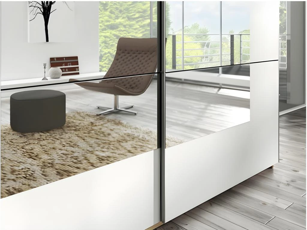 Armoire Design 2 Portes 200cm Couleur ChĂȘne Clair Et Blanc. Collection EOS â Image 2