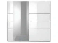 Armoire Design 2 Portes 200 Cm Avec Miroir. Couleur Blanc Brillant. Collection EOS