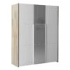 NINO LIGHT - Armoire 3 Portes Effet Bois Clair Avec Miroir