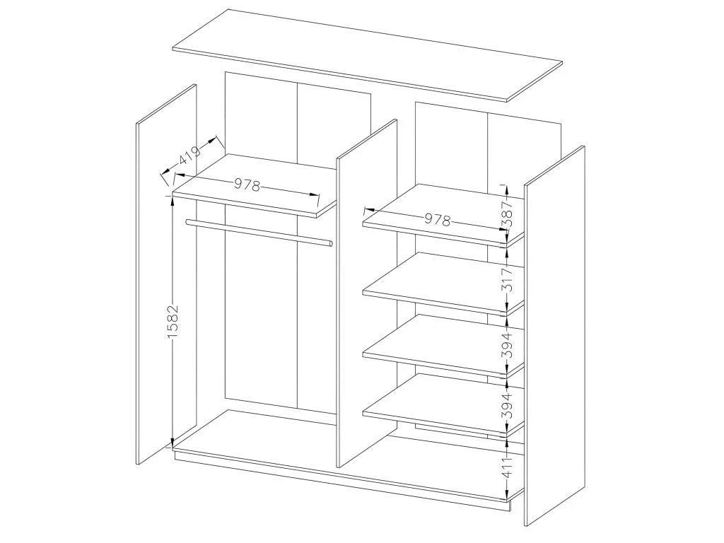 Armoire 2 Mètres. 2 Portes Coulissantes Avec Miroirs Couleur Chêne. Collection FLOYD – Image 3