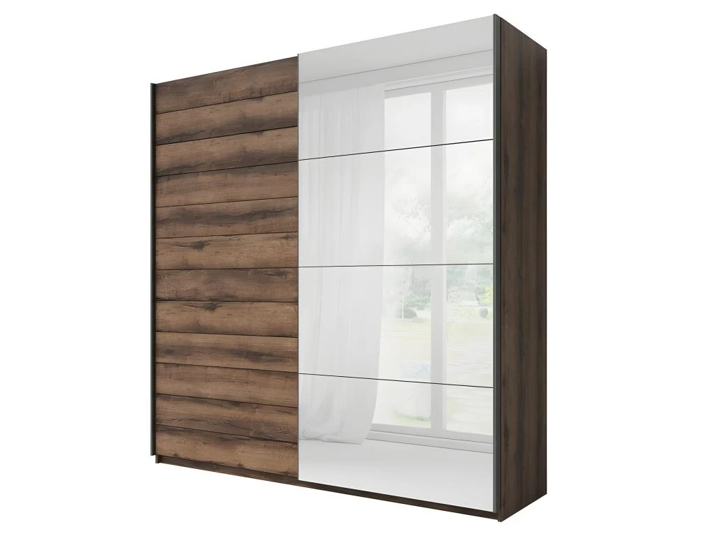 Armoire Design 2 Portes 180cm Couleur Chêne Foncé. Collection EOS