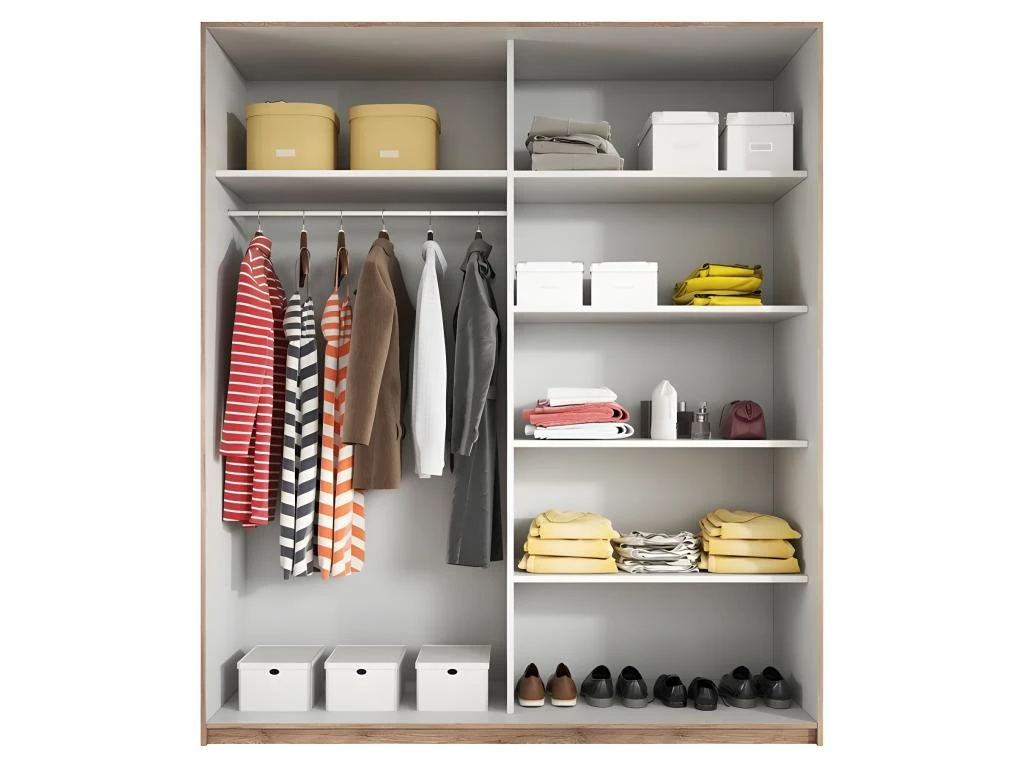 Armoire Design 2 Portes 180cm Couleur Chêne Foncé. Collection EOS – Image 3