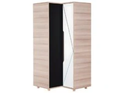 Armoire D'angle 2 Portes Evolve Bois Blanc Et Noir