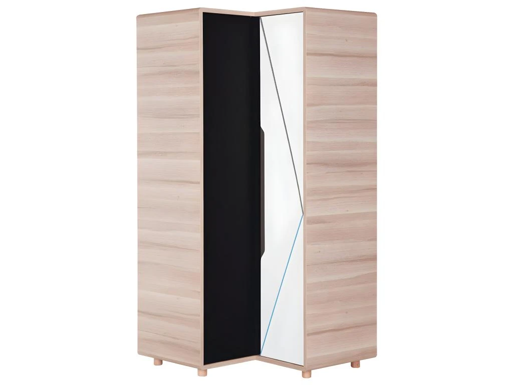 Armoire D'angle 2 Portes Evolve Bois Blanc Et Noir