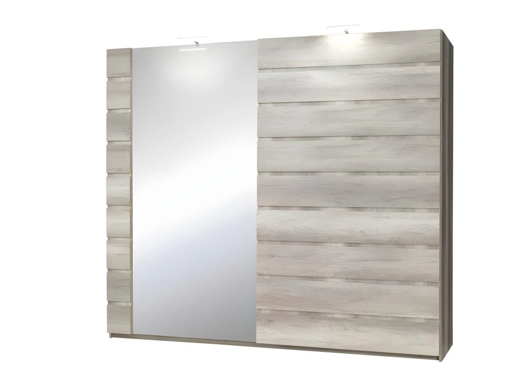 Armoire, Garde Robe ROMI Deux Portes Coulissantes 200 Cm, Coloris Dab Canyon. Meuble Design