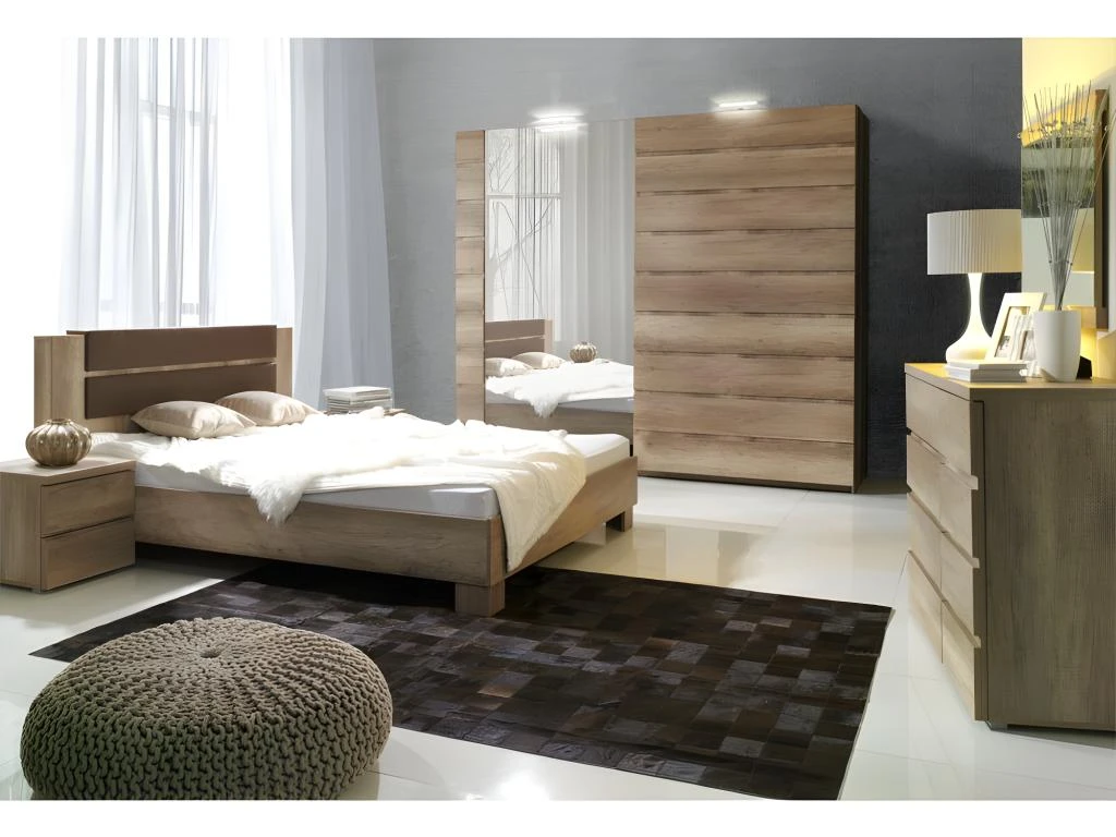 Armoire, Garde Robe ROMI Deux Portes Coulissantes 200 Cm, Coloris Dab Canyon. Meuble Design â Image 4