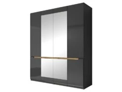 Armoire Design 4 Portes Et 2 Miroirs Couleur Grise Finitions Glossy - LUCIA