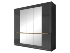 Armoire Design 5 Portes Et 3 Miroirs Couleur Grise Finitions Glossy - LUCIA