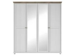 Armoire 200x220 Avec 4 Portes. Coloris Blanc Et Chêne. Collection ASSIA