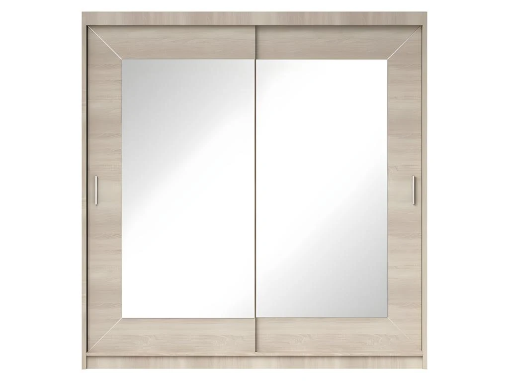 Armoire 200cm Avec Miroirs Et Portes Coulissantes. Collection ROMEO. Effet ChĂȘne