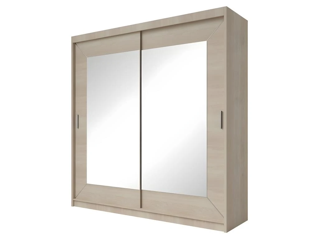 Armoire 200cm Avec Miroirs Et Portes Coulissantes. Collection ROMEO. Effet ChĂȘne â Image 4